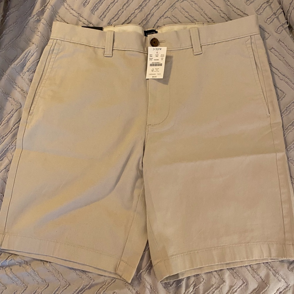 NWT J. Crew Factory Brown Tan Beige Shorts size 33 with 9 in inseam